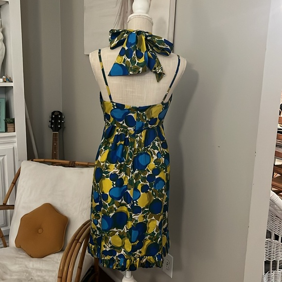 Rebecca Taylor Royal Blue green and olive color Silk Dress size 6 - Picture 6 of 16